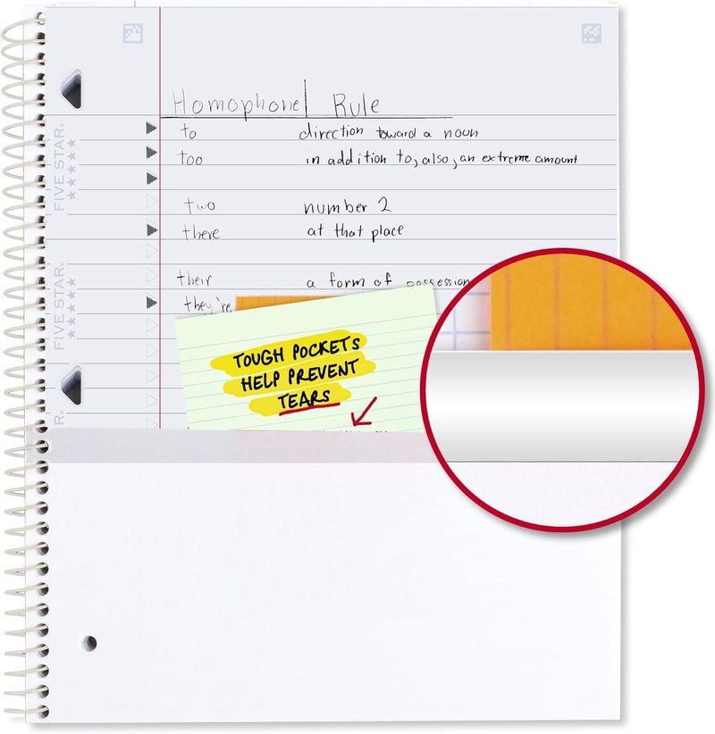 Five Star Spiral Notebook + Study App, 1 Subject, Wide Ruled, 8" x 10-1/2", 80 Sheets, Fights Ink Bleed, Water Resistant Cover, Black Stars Glow in the Dark (930020F) - Image 5